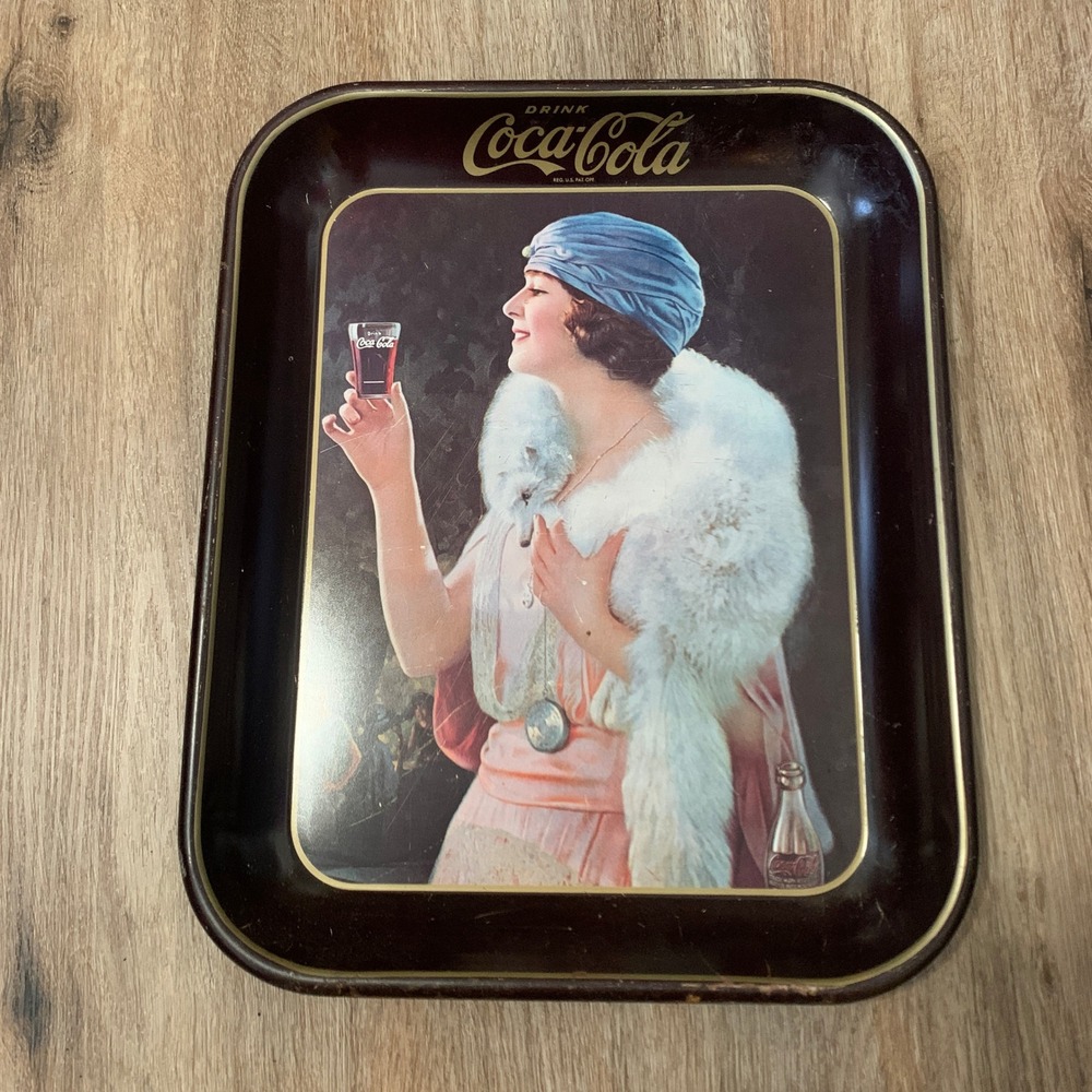 Vintage 1970s reproduction of 1920s‎ Coca Cola Flapper Party Girl serving tray